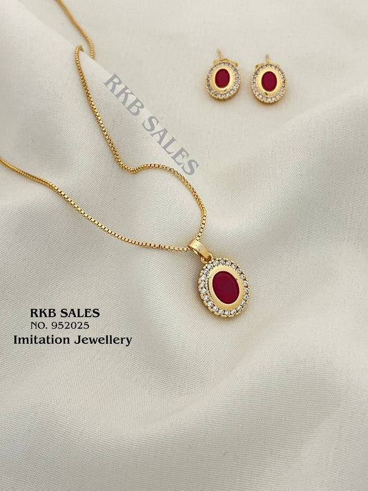 Chain Pendant Earring Set for Daily Wear At Wholesale Price