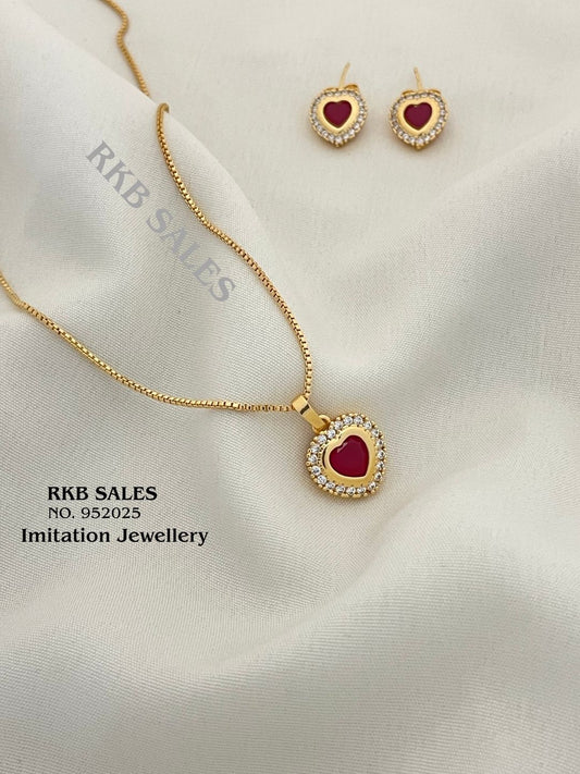 Chain Pendant Earring Set for Daily Wear At Wholesale Price