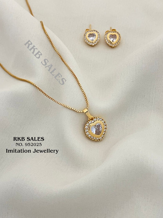 Chain Pendant Earring Set for Daily Wear At Wholesale Price